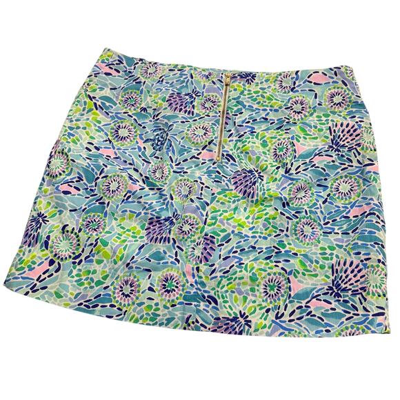 Lilly Pulitzer colorful skirt skort sz 10 zip up in back floral bright - Picture 2 of 14